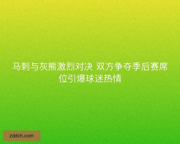 马刺与灰熊激烈对决 双方争夺季后赛席位引爆球迷热情 马刺与灰熊激烈对决 双方争夺季后赛席位引爆球迷热情
