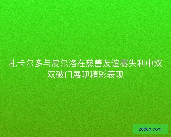 扎卡尔多与皮尔洛在慈善友谊赛失利中双双破门展现精彩表现 扎卡尔多与皮尔洛在慈善友谊赛失利中双双破门展现精彩表现